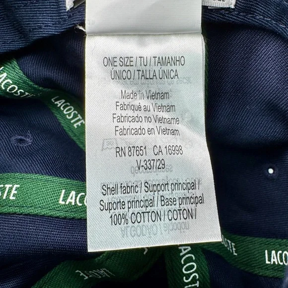 LACOSTE Unisex Adjustable Organic Cotton Twill Cap - Navy - RK9871 - Picture 11 of 12